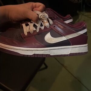 Nike Maroon and Cream Low-Tops